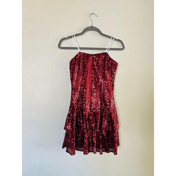 Lulus Sequin Burgundy Mini Dress - Picture 4 of 6